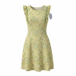 Little English Girls Floral Dress Size 14 Yellow Green Sleeveless Boutique NWT